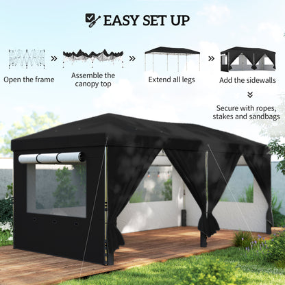 3 x 6 m Pop Up Gazebo, UPF50+ Wedding Party Tent Marquee, Black