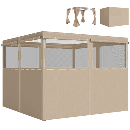 3 x 3 m Gazebo Replacement Curtains Privacy Panel Set, 4 Panels
