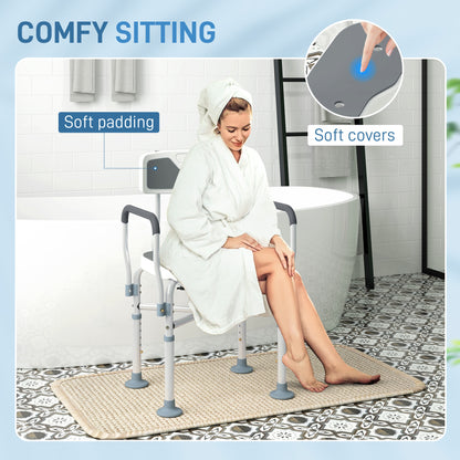 Padded Bath Chair with Slotted Seat and Adjustable Height, Grey
