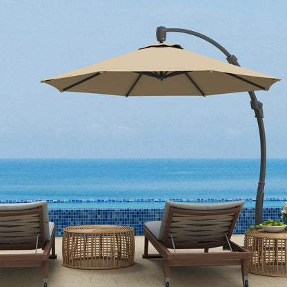 3(m) Garden Cantilever Parasol with Crank Aluminium Frame Khaki