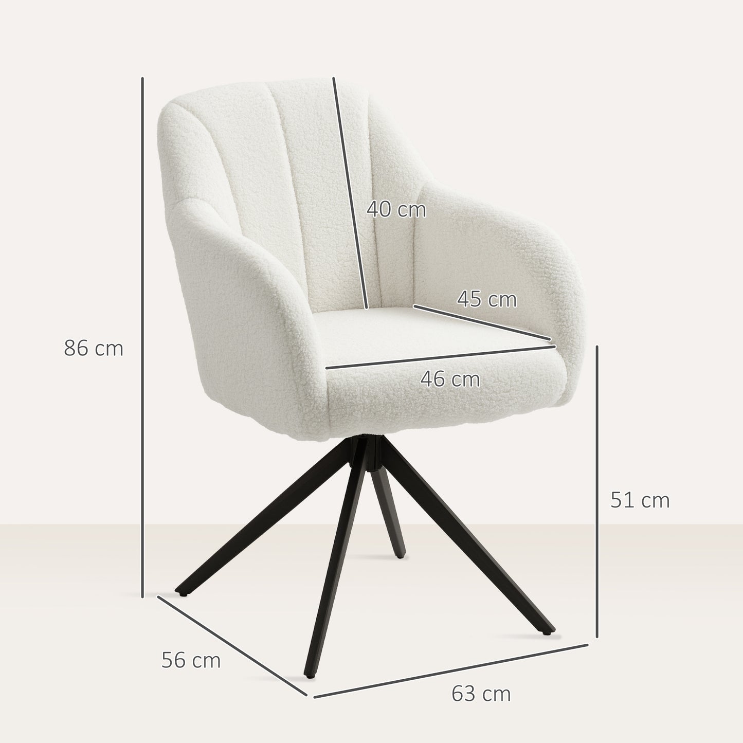 360 Degree Swivel Accent Chair, Teddy Fleece Fabric Armchair, White