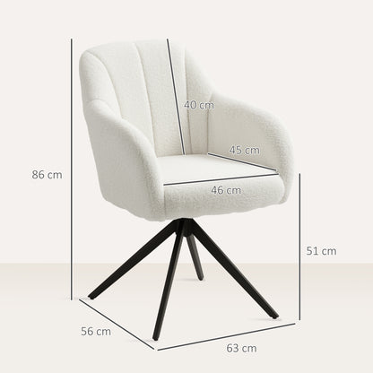 360 Degree Swivel Accent Chair, Teddy Fleece Fabric Armchair, White