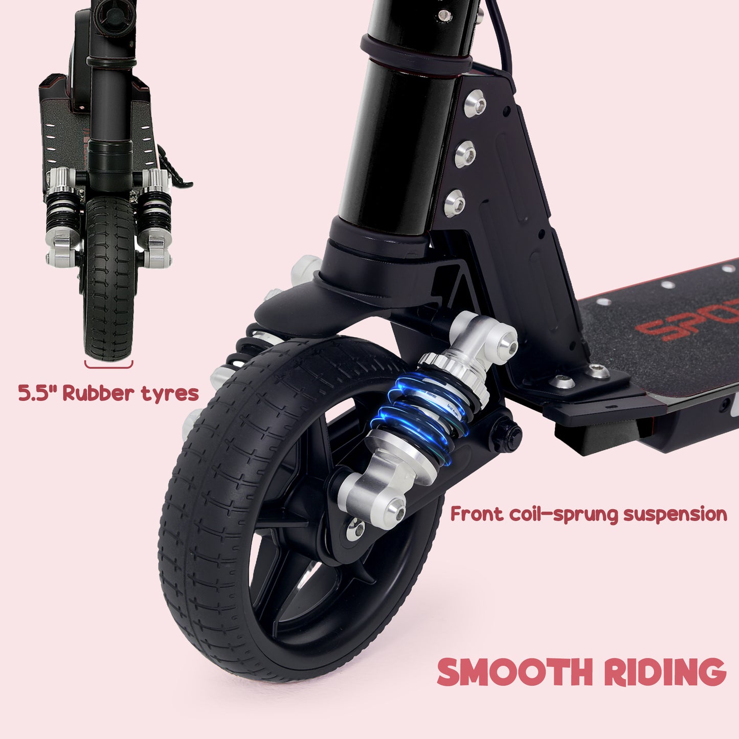 Folding Electric Scooter w/ LED Lights and Display, Black