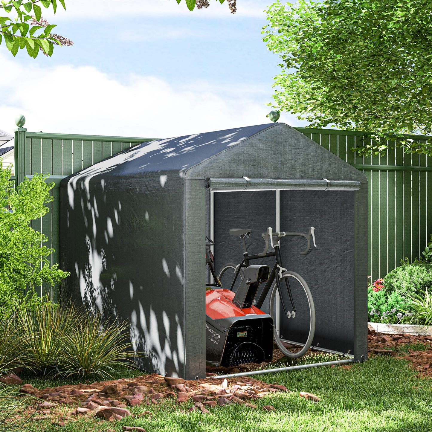 1.6 x 2.2m Garden Storage Shed Portable Shed Tent, Dark Grey