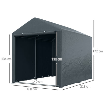 1.6 x 2.2m Garden Storage Shed Portable Shed Tent, Dark Grey