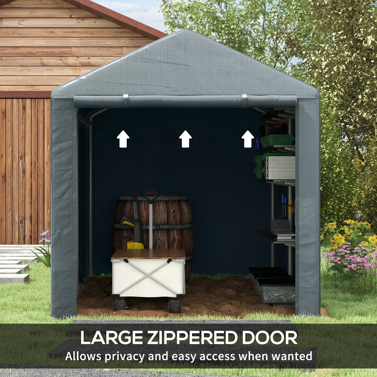 1.6 x 2.2m Garden Storage Shed Portable Shed Tent, Dark Grey