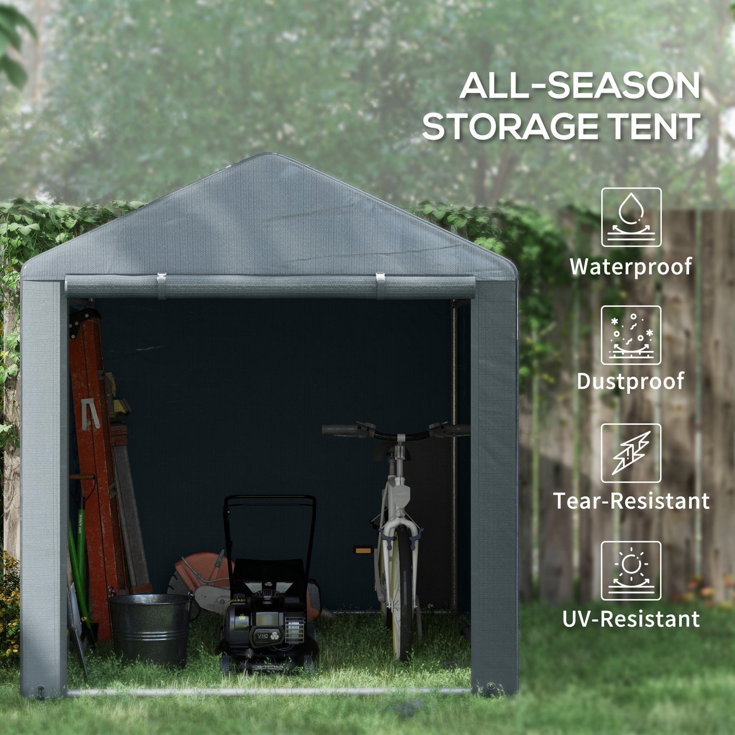 1.6 x 2.2m Garden Storage Shed Portable Shed Tent, Dark Grey
