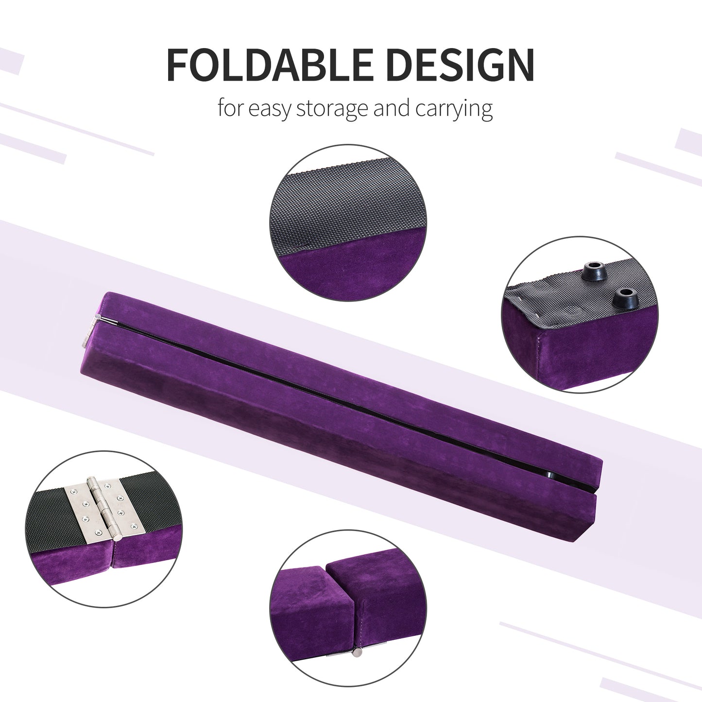 2.1m Balance Beam Trainer Fold Performance Gymnastics, Purple