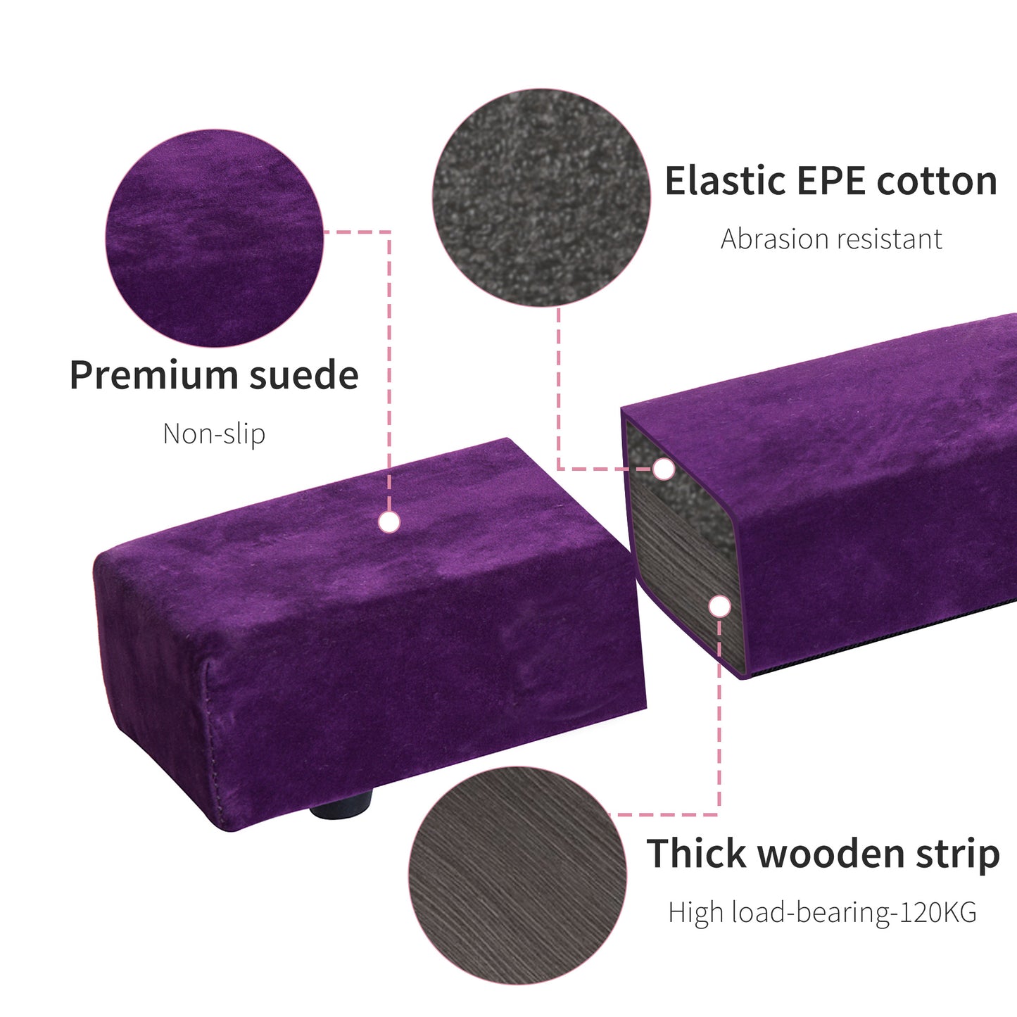 2.1m Balance Beam Trainer Fold Performance Gymnastics, Purple
