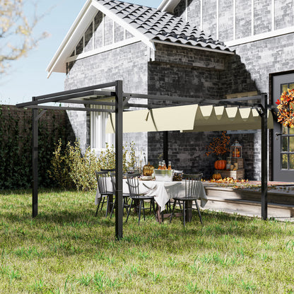 3 x 4m Pergola with Retractable Roof and Aluminium Frame, Khaki