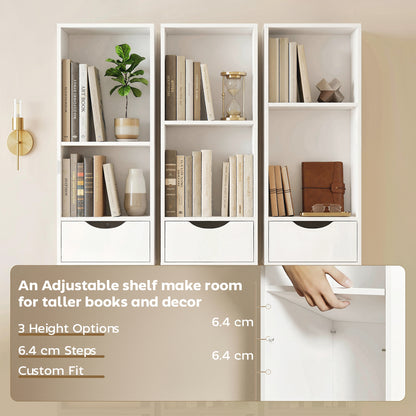 Bookcase with Drawers Adjustable Shelf 158 cm White