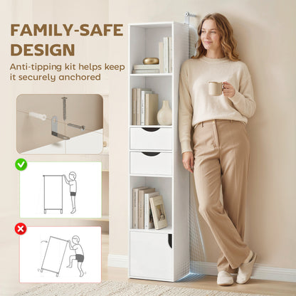 Bookcase with Drawers Adjustable Shelf 158 cm White
