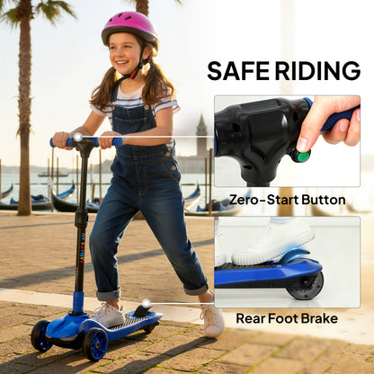 Electric Scooter for Age 6-10, 3 Wheel Foldable Kids Scooter, Blue