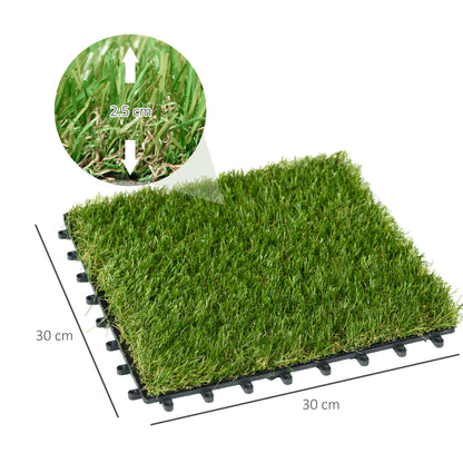 10-Piece Artificial Grass Set, Weatherproof Turf Tiles, Outdoor Carpet