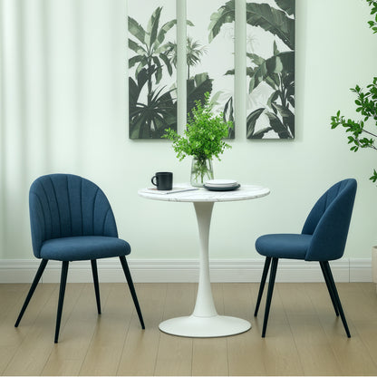 Set of 2 Dining Chairs with Shell Backrest and Padded Seat Blue