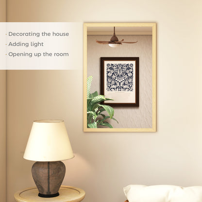 60x40cm Wall Bathroom Mirror for Home Decor, Vanity Mirror, Natural