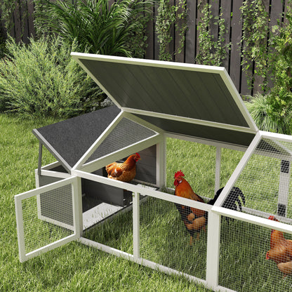 Wooden Chicken Run with Nesting Box, Openable Roof, for 4-8 Chickens