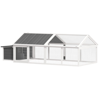 Wooden Chicken Run with Nesting Box, Openable Roof, for 4-8 Chickens