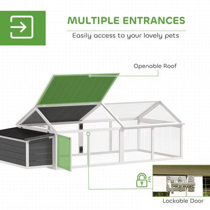 Wooden Chicken Run with Nesting Box, Openable Roof, for 4-8 Chickens