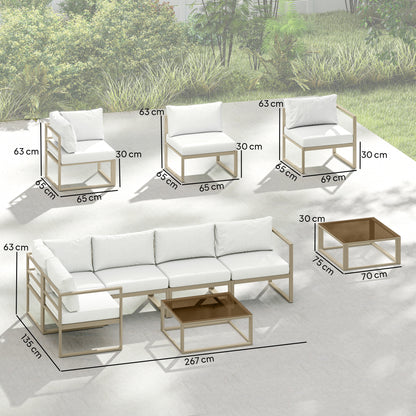 5 Seater Aluminium Garden Furniture Set with Table, Cushions, White