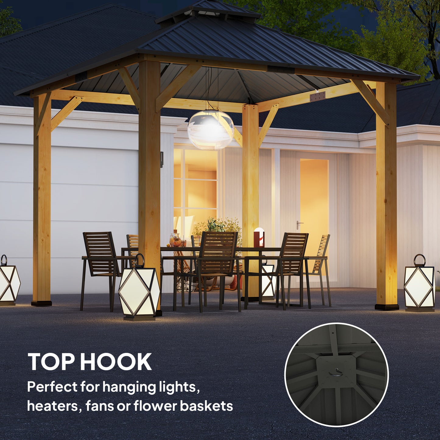 3x(3)M Double-Tier Hardtop Gazebo, Outdoor Patio Shelter, Grey