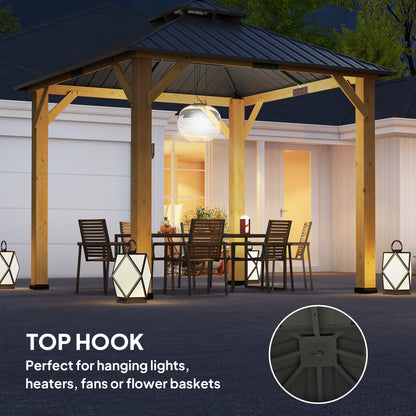 3x(3)M Double-Tier Hardtop Gazebo, Outdoor Patio Shelter, Grey
