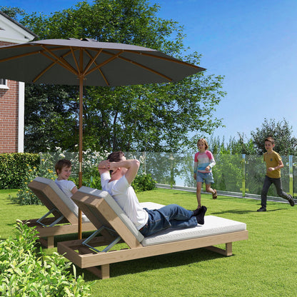 Wooden Garden Parasol with Rope Pulley Mechanism, Dark Grey