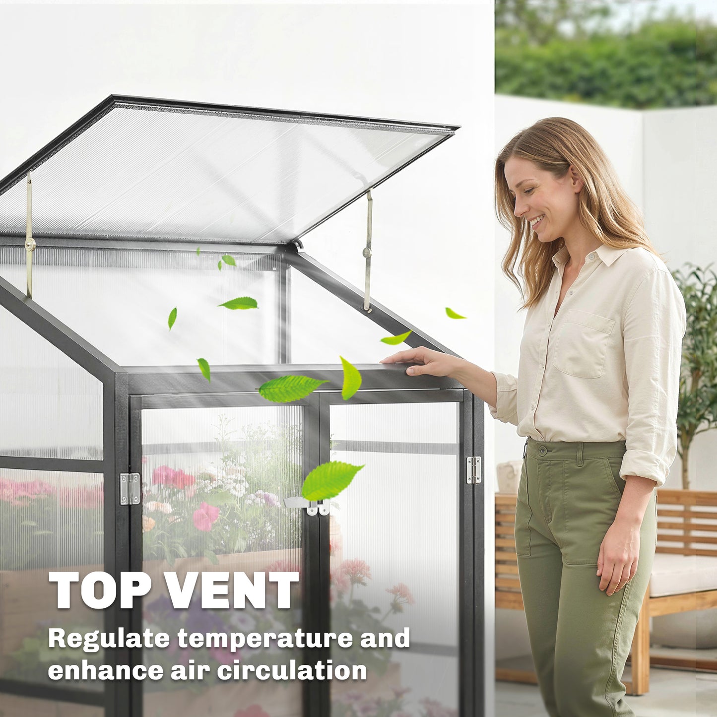 Polycarbonate Greenhouse with Door, Aluminium Walk-in Greenhouse