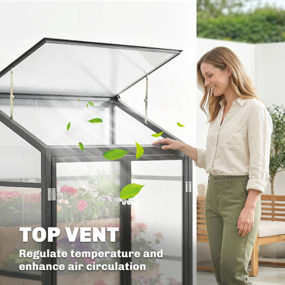 Polycarbonate Greenhouse with Door, Aluminium Walk-in Greenhouse