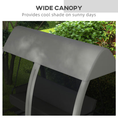 Garden Swing Chair Patio Hammock 3 Seater Bench Canopy Lounger Grey