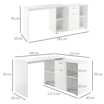 Multipurpose L-Shaped Computer Desk Laptop Workstation MDF White
