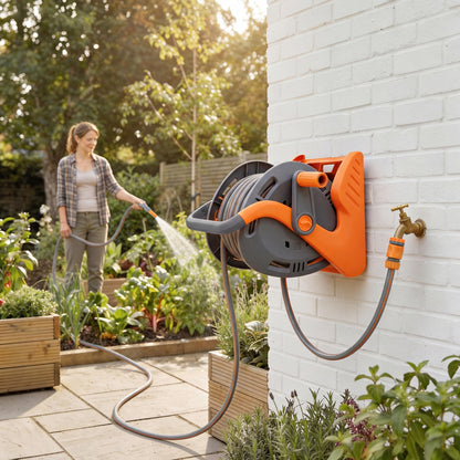 Portable Garden Hose Reel, 20+2 m Wall Mounted Hose Reel