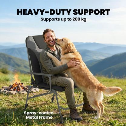 Camping Chair Reclining Padded for Adults Black