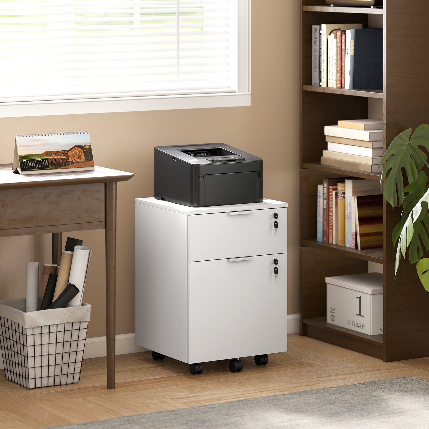 2 Drawer Filing Cabinet with Adjustable Hanging Bars for A4 and Letter