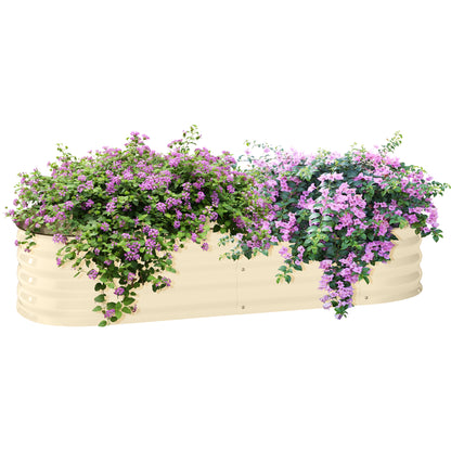 Galvanised Raised Garden Bed with Safety Edging, Cream White