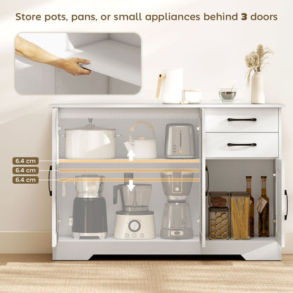 Sideboard with Soft-Close Doors, Modern Storage Cabinet White