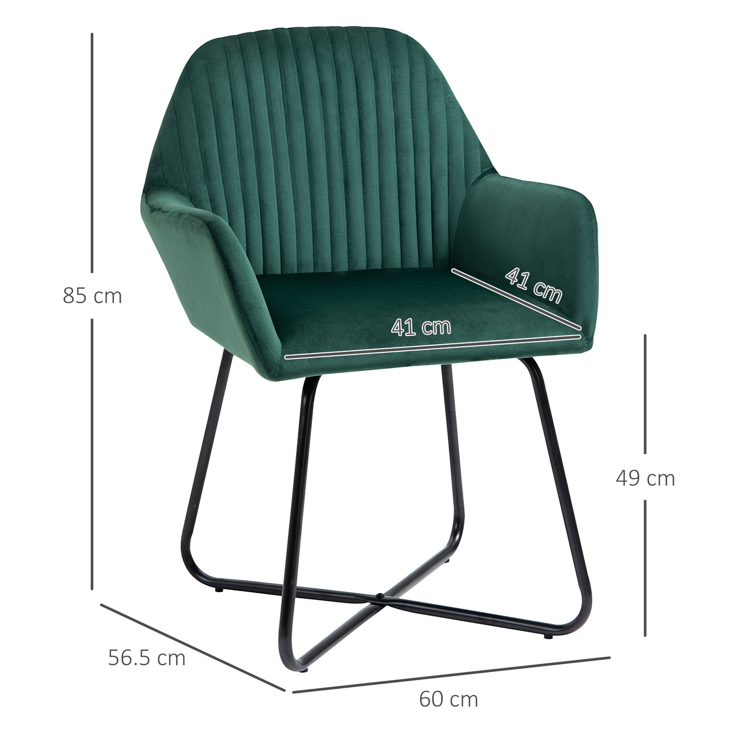 Modern Accent Chair Velvet-Feel Upholstered Lounge Armchair Green