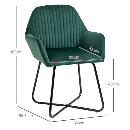 Modern Accent Chair Velvet-Feel Upholstered Lounge Armchair Green