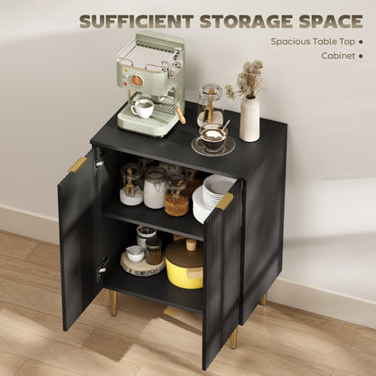 Sideboard Buffet Cabinet, Modern Kitchen Storage Cabinet with 2 Doors and Adjustable Shelf, Living Room Sideboard with Metal Legs for Hallway, Black