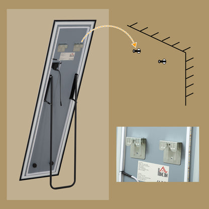 150 x 40cm Full Length Mirror w/ Adjustable Lights Metal Frame Black