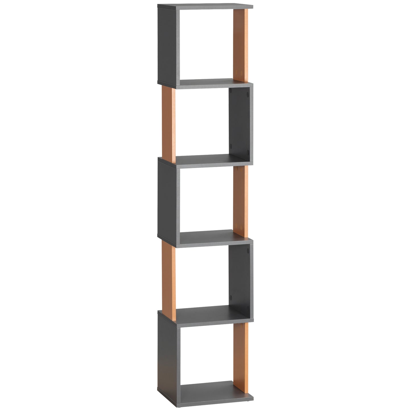 5-Tier Bookshelf Freestanding Bookcase Storage Shelves, Dark Grey