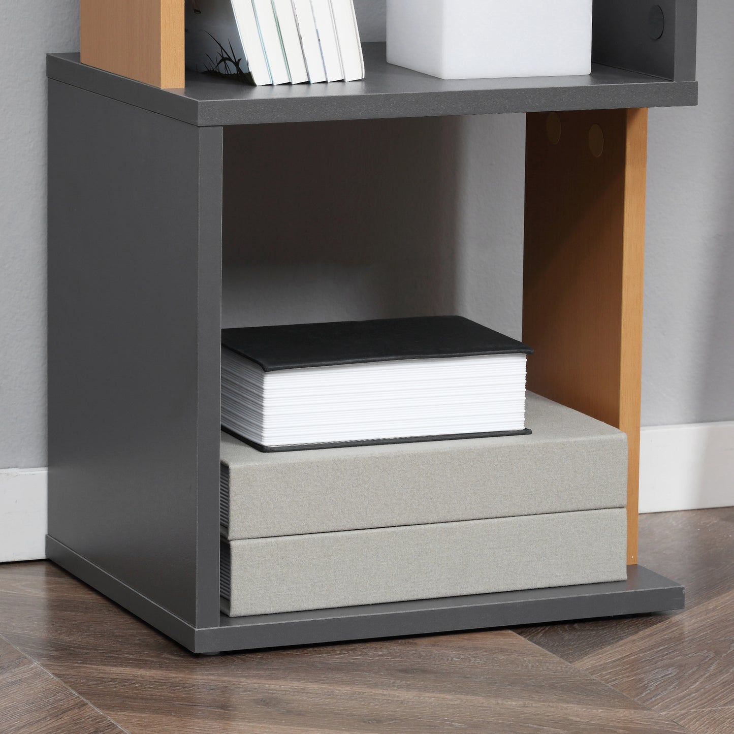 5-Tier Bookshelf Freestanding Bookcase Storage Shelves, Dark Grey