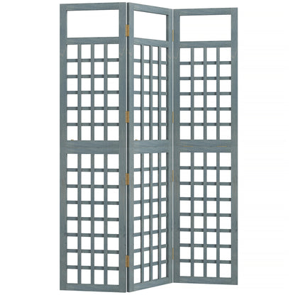 3-Panel Garden Privacy Screen, Foldable Wooden Divider, Grey