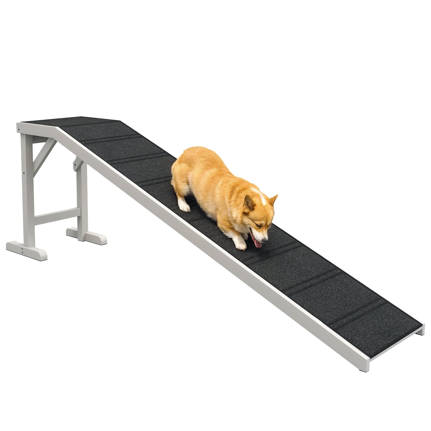 Pet Ramp for Dogs Cats with Non-Slip Carpet for Bed Sofa, White