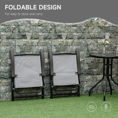 Patio Bistro Set Folding Chairs Garden Coffee Table for Balcony Grey