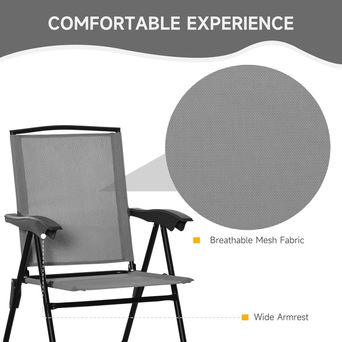 Patio Bistro Set Folding Chairs Garden Coffee Table for Balcony Grey
