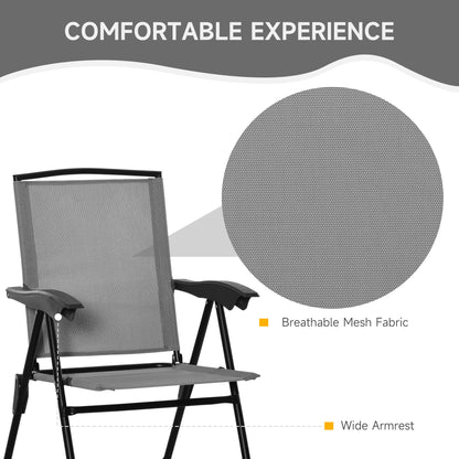 Patio Bistro Set Folding Chairs Garden Coffee Table for Balcony Grey