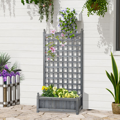 Raised Garden Bed with Trellis Garden Planters Indoor Grey