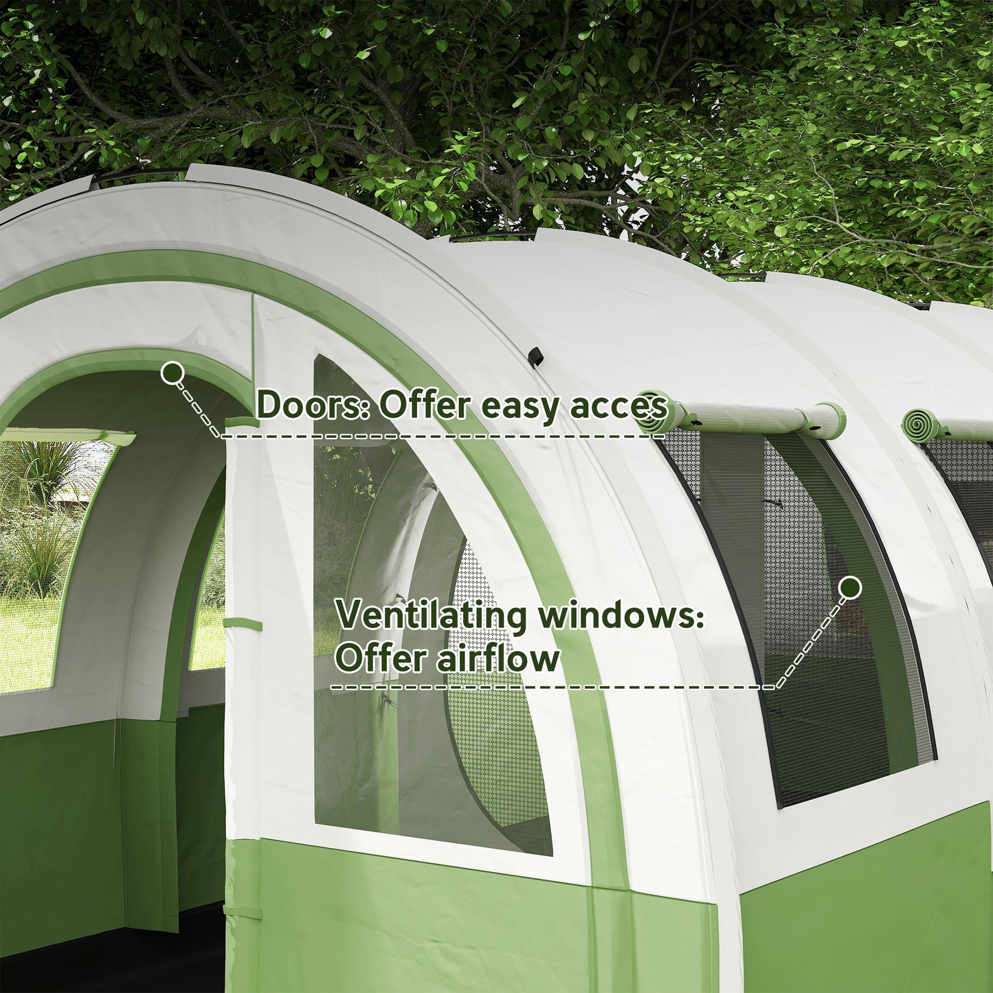 Camping Tent, 3000mm Waterproof Family Tent for 5-6 Man, Green