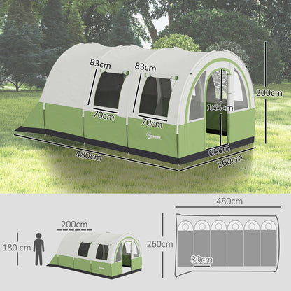 Camping Tent, 3000mm Waterproof Family Tent for 5-6 Man, Green